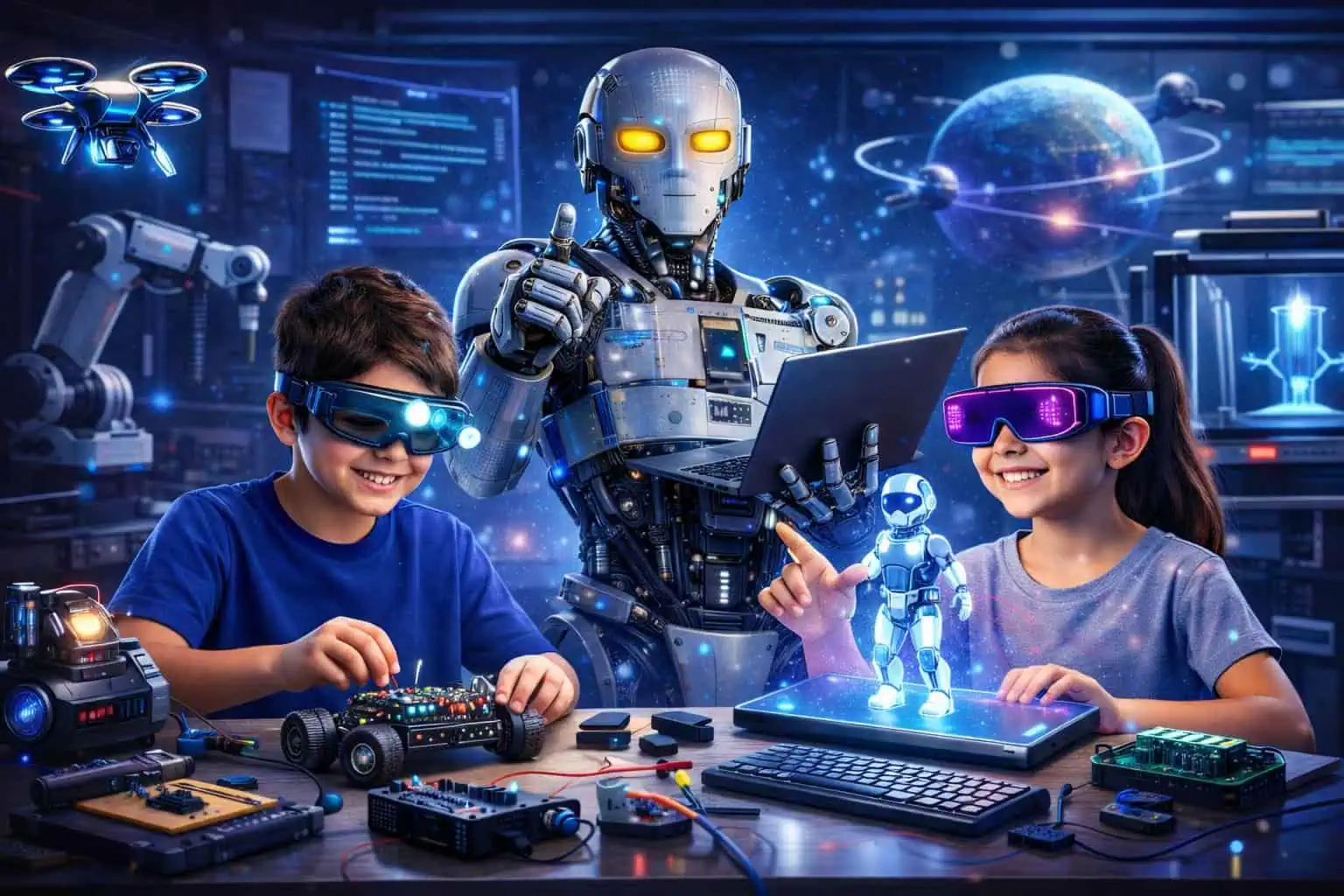 Students learning STEM at Techno Inventors